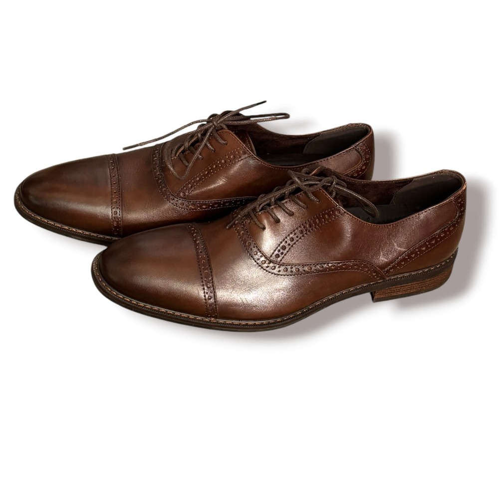 Joseph Abboud Hamish Brown Leather Cap Toe Oxford Dress Shoes 11.5D Heritage - Picture 2 of 9